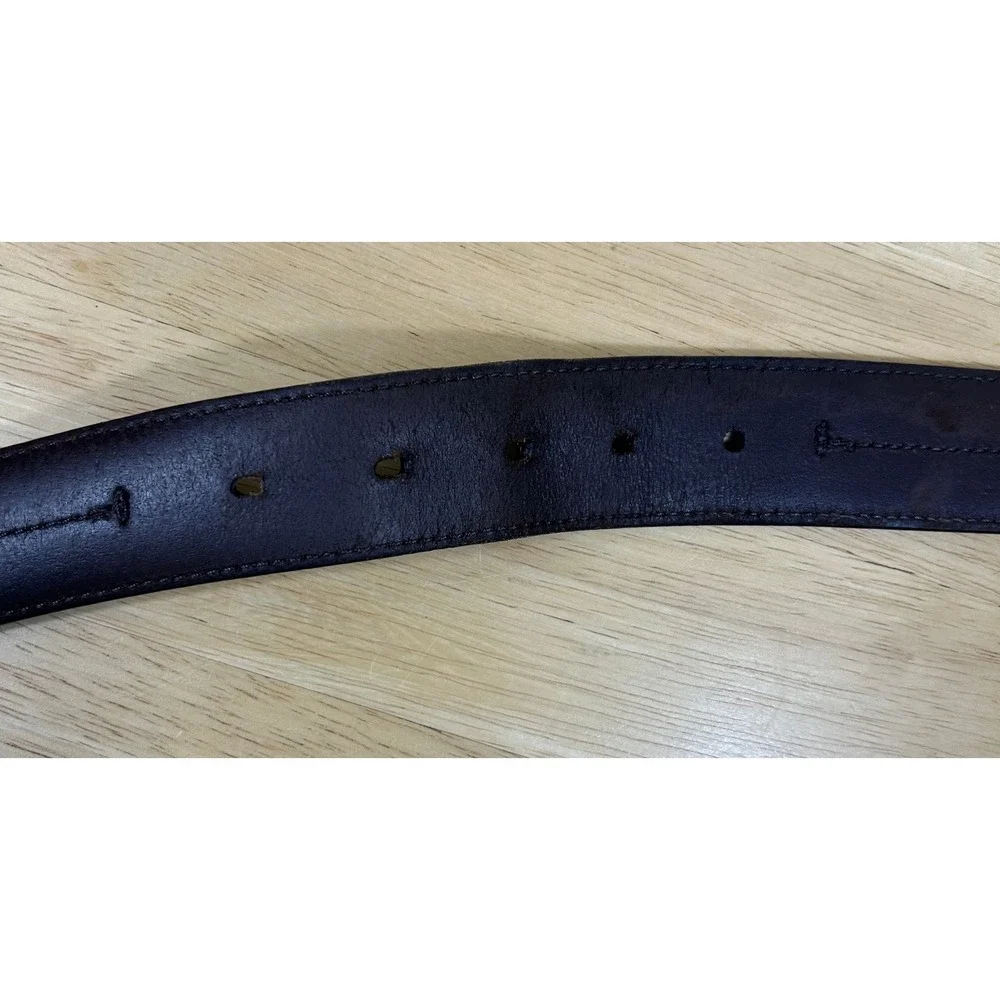 Shinola Leather Belt Mens 40 Dark Brown Double Stitch Silver Buckle USA Made